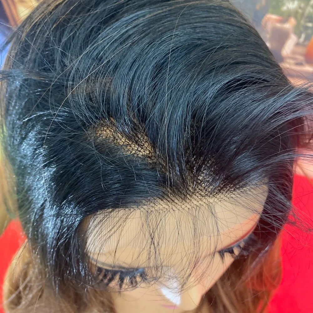 Black brunette, free part full lace front wig